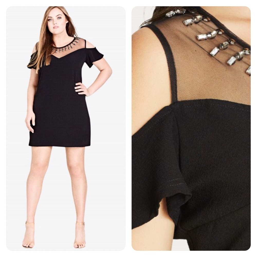NWT! City Chic Stud Star Black Shift Dress